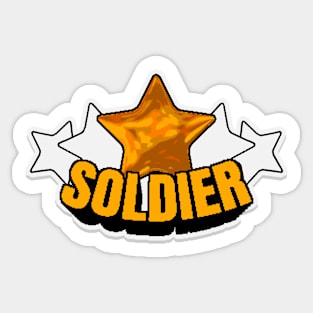 gold star soldier lettering word art Sticker